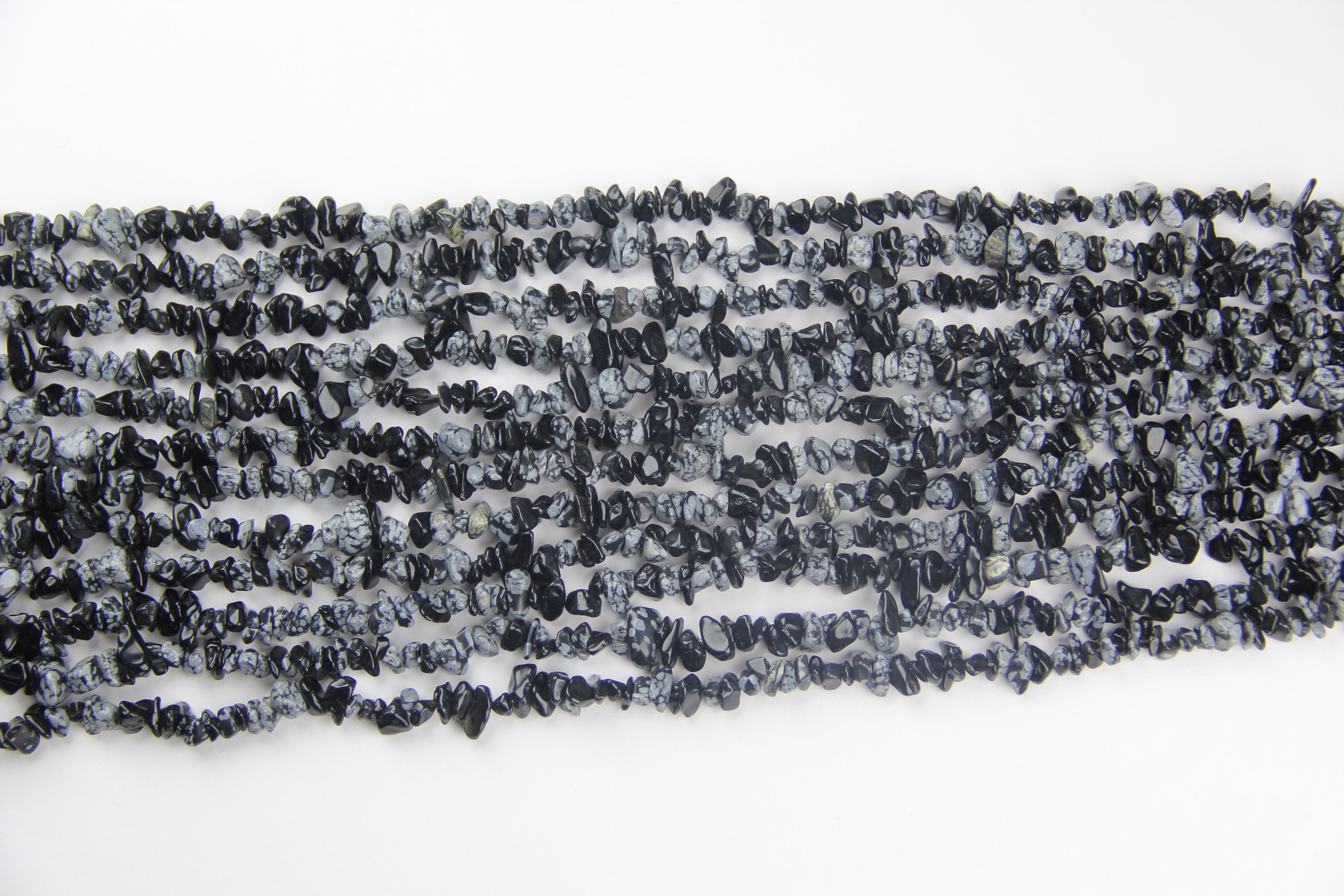 Snowflake obsidian irregular long chain