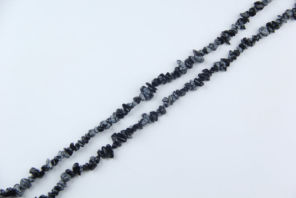Snowflake obsidian irregular long chain