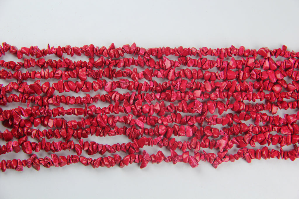 Stained red pine broken stone long chain