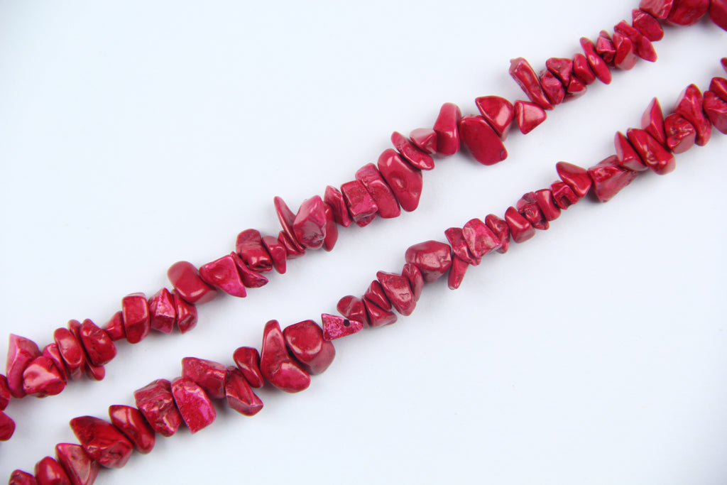 Stained red pine broken stone long chain
