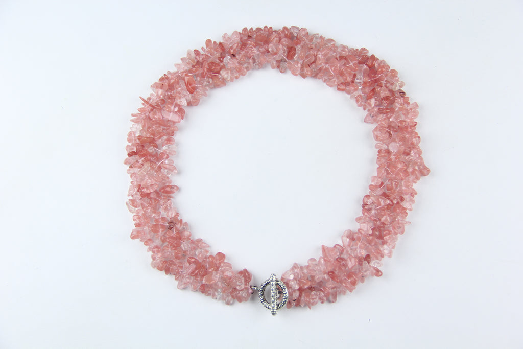 Watermelon red crystal necklace
