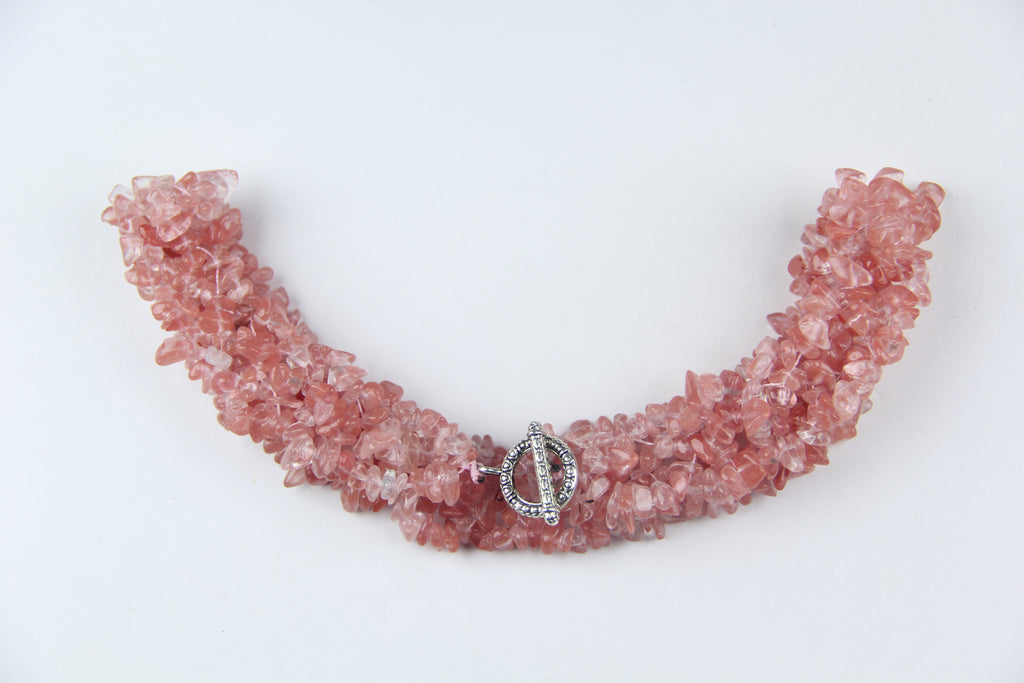 Watermelon red crystal necklace