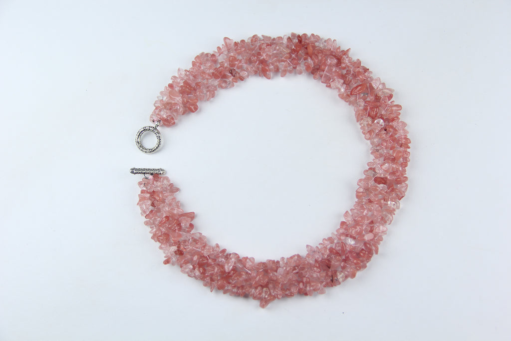 Watermelon red crystal necklace