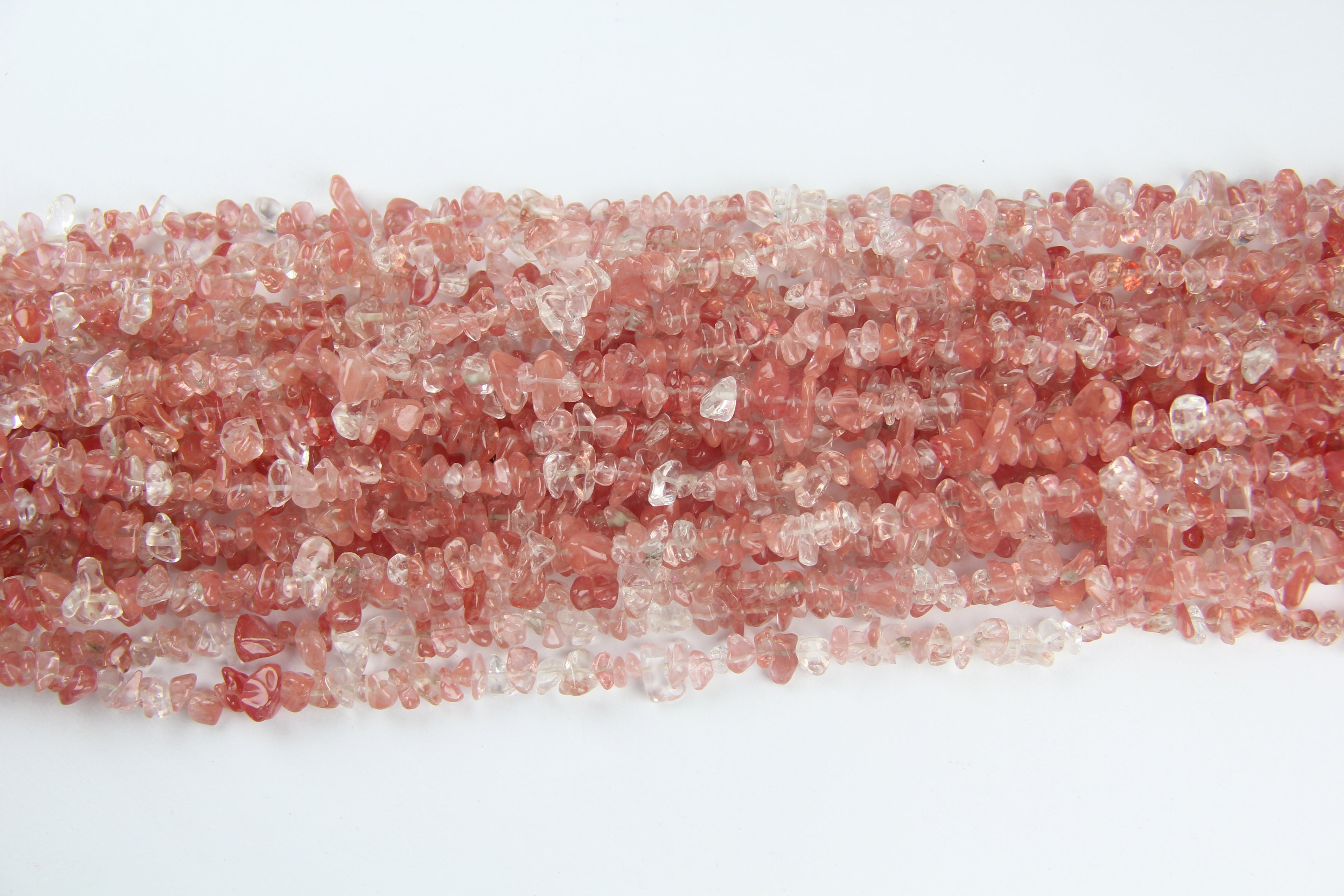 Irregular watermelon red crystal gravel long chain