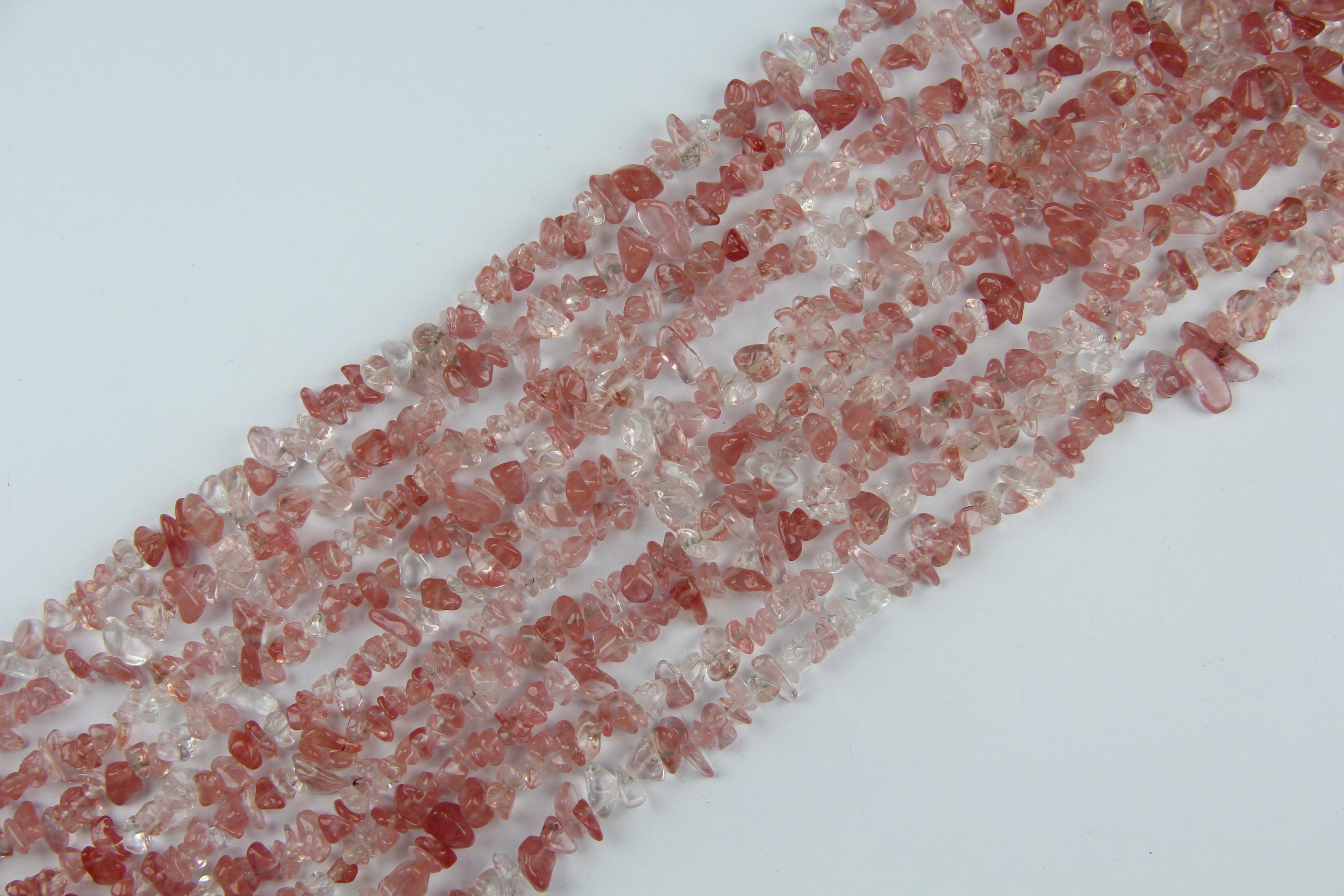 Irregular watermelon red crystal gravel long chain