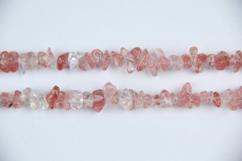 Irregular watermelon red crystal gravel long chain