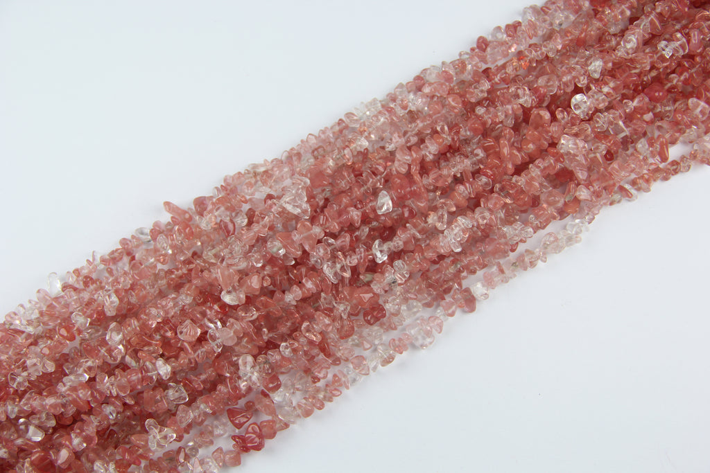 Irregular watermelon red crystal gravel long chain
