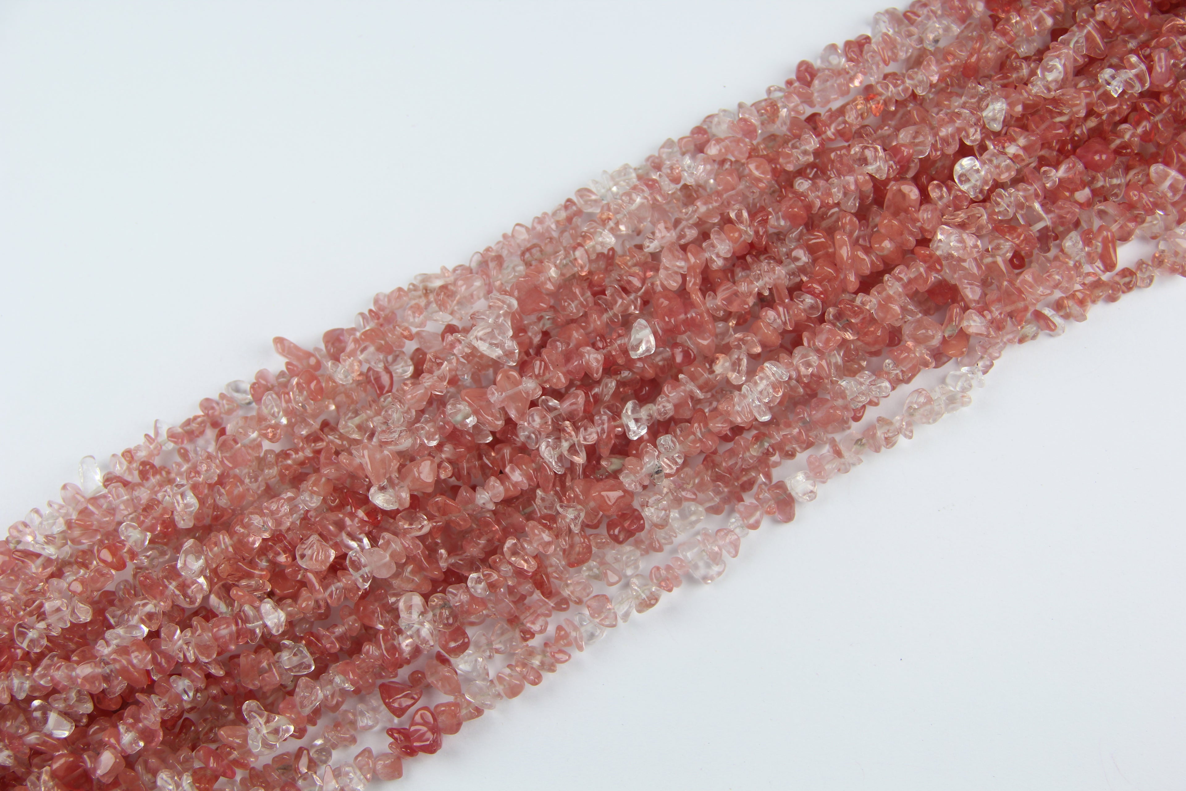 Irregular watermelon red crystal gravel long chain