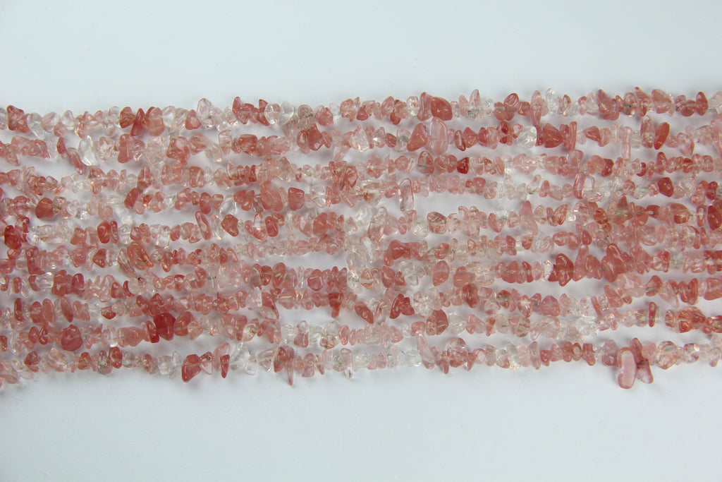Irregular watermelon red crystal gravel long chain