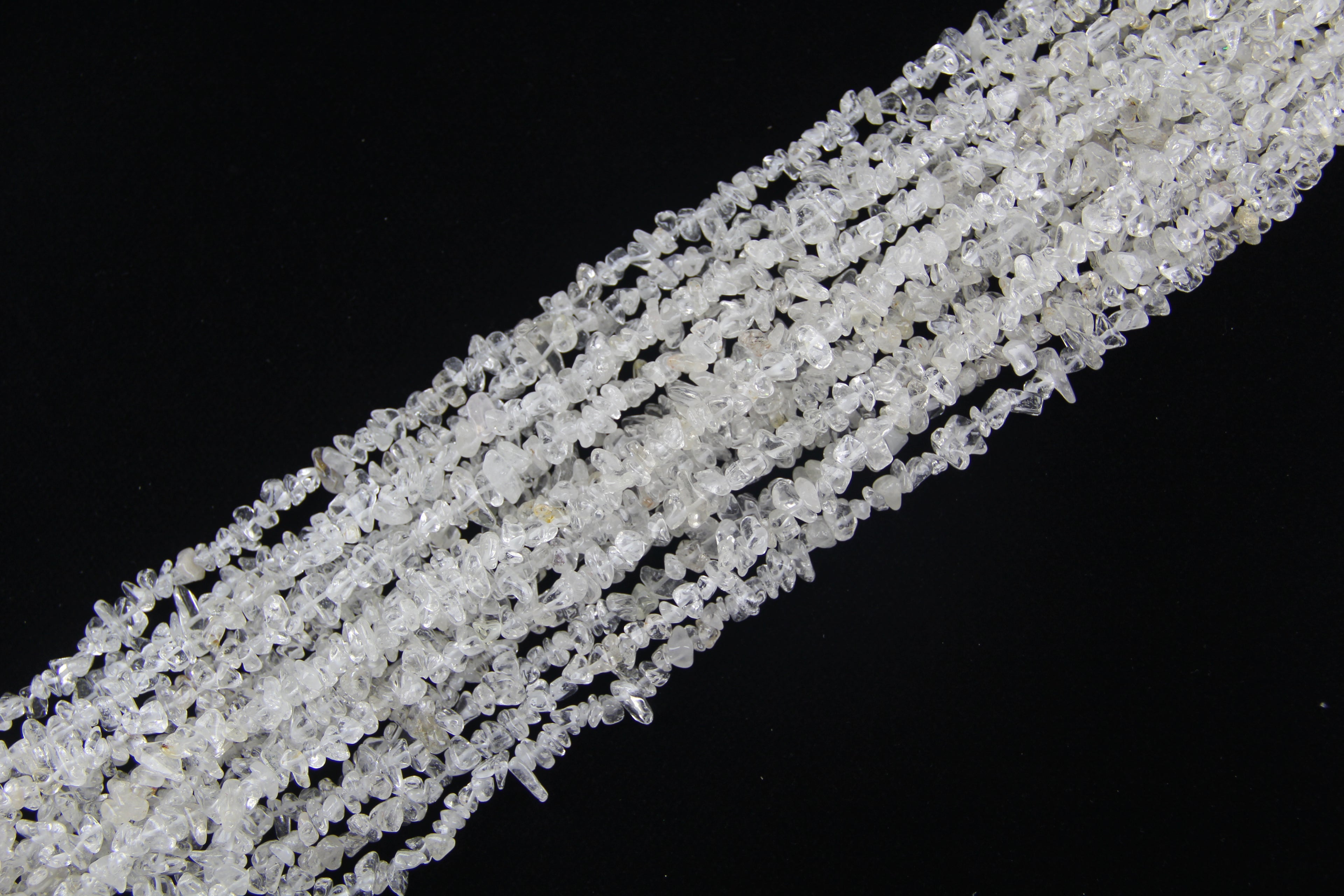 Irregular white crystal long chain