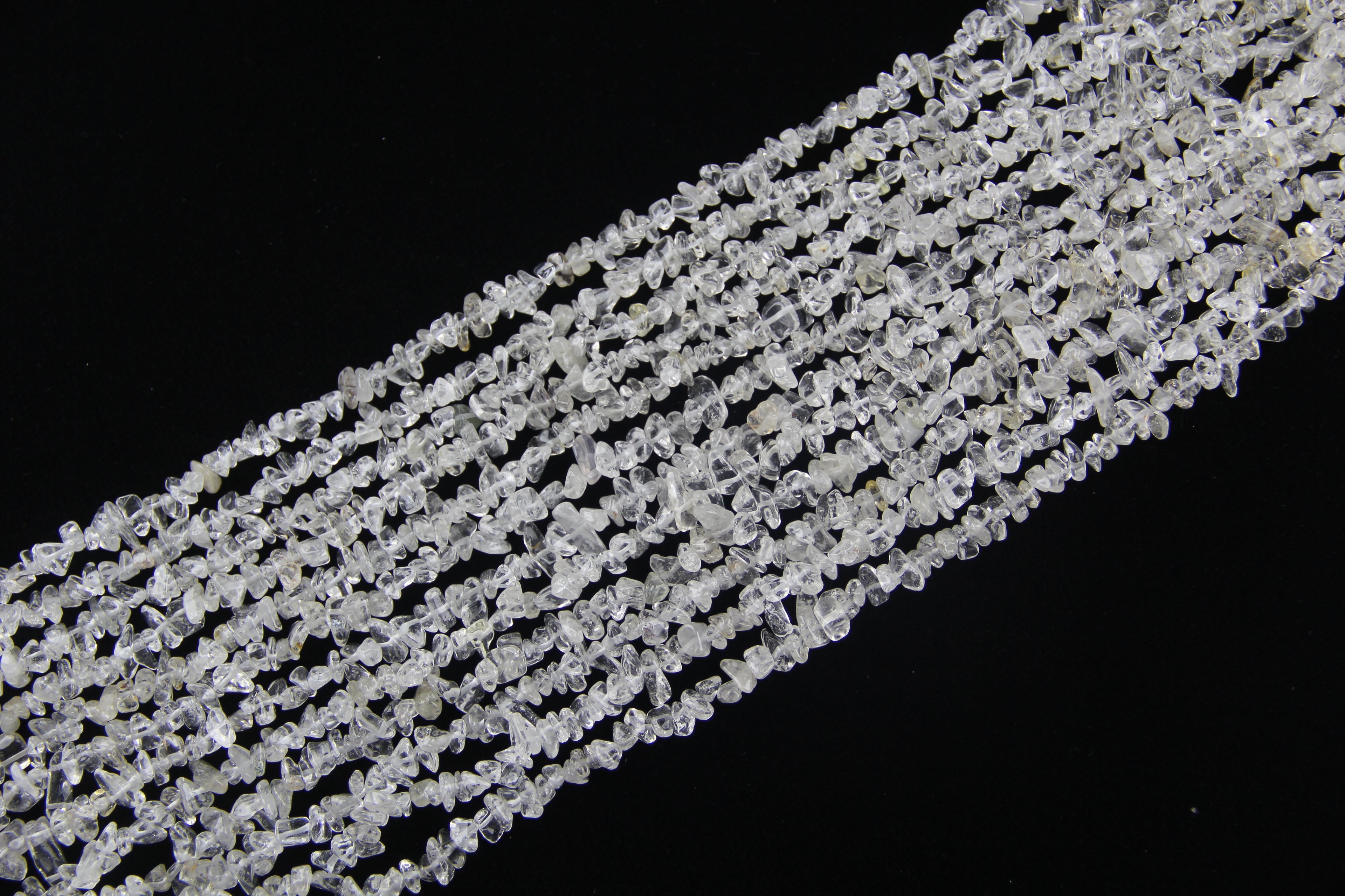 Irregular white crystal long chain