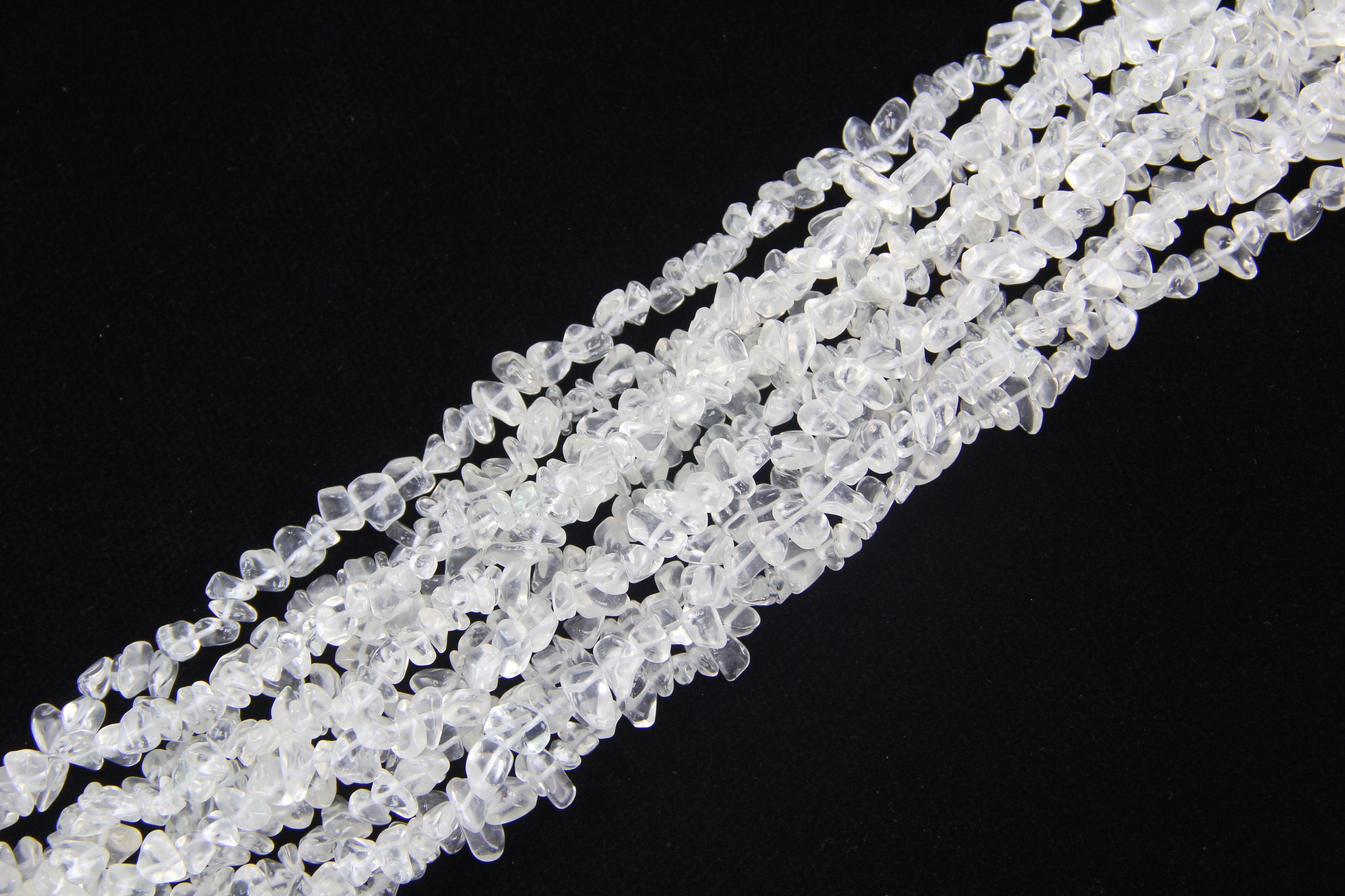 Irregular white glass long chain