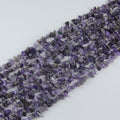31.5 inch natural amethyst bead strand with 5-8mm irregular round beads threaded on nylon cord