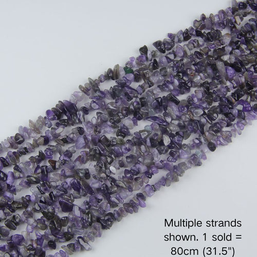 Multiple strands of 31.5" Amethyst irregular crystal chip beads (5-8mm) displayed as the cover image. Note: 1 strand sold per order.