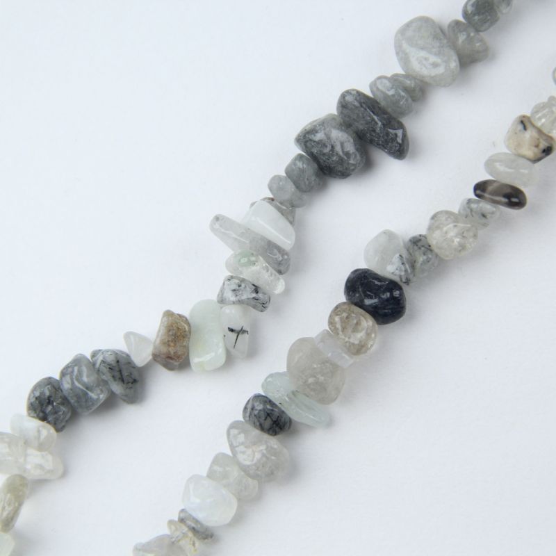 black rutilated quartz 31.5 inch long necklace layering wearing effect on women daily outfit