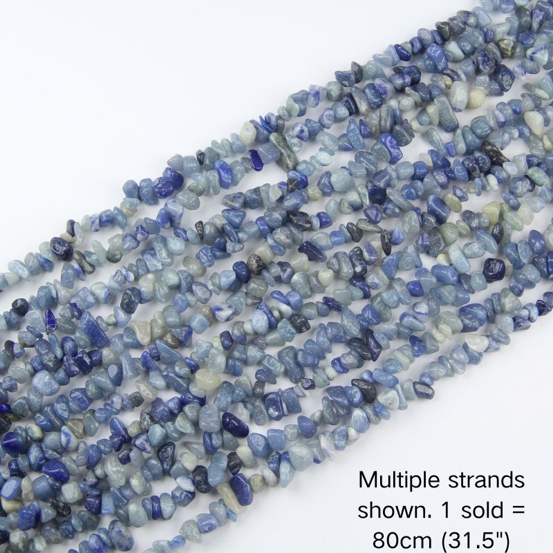 Multiple strands of Blue Aventurine irregular chip beads (5-8mm) displayed as the cover image. Note: 1 strand sold per order.