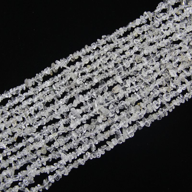 31.5 inch natural clear quartz bead strand with 5-8mm irregular round beads threaded on nylon cord