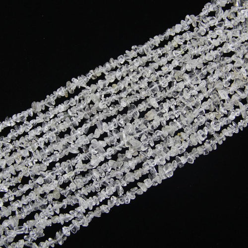31.5 inch natural clear quartz bead strand with 5-8mm irregular round beads threaded on nylon cord