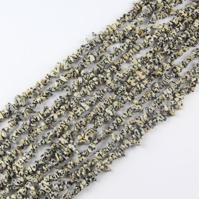 Irregular Dalmatian Jasper wrap bracelet on nylon cord, 31.5 inch natural stone jewelry