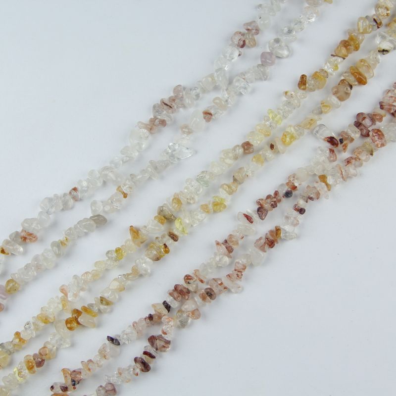 Floral Inclusion Quartz Irregular Bead Long Necklace – 31.5" 5-8mm Natural Hematoid Quartz Chain