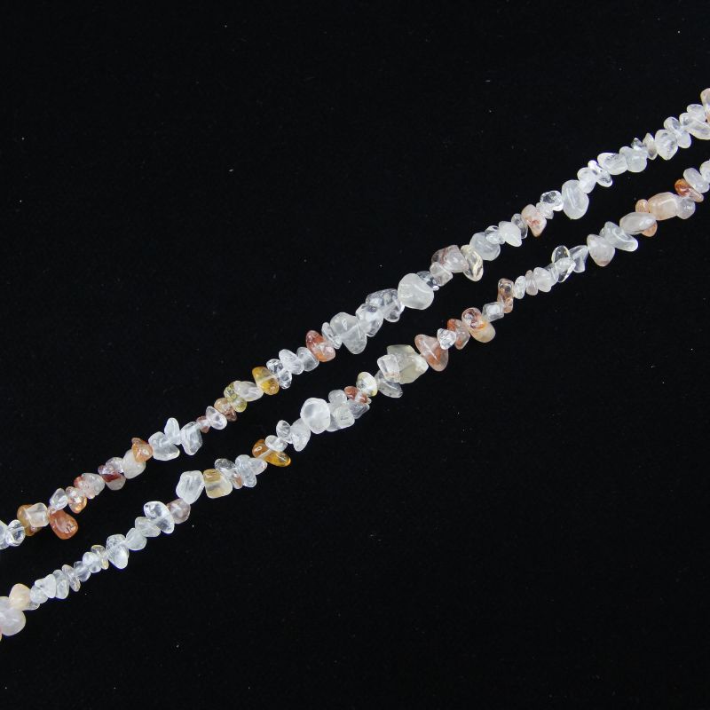 light pink floral inclusion quartz irregular bead long necklace 31.5 inch flat lay on white background for light pink color variant