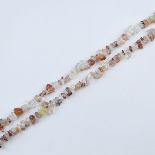 red floral inclusion quartz irregular bead long necklace 31.5 inch flat lay on white background for red color variant