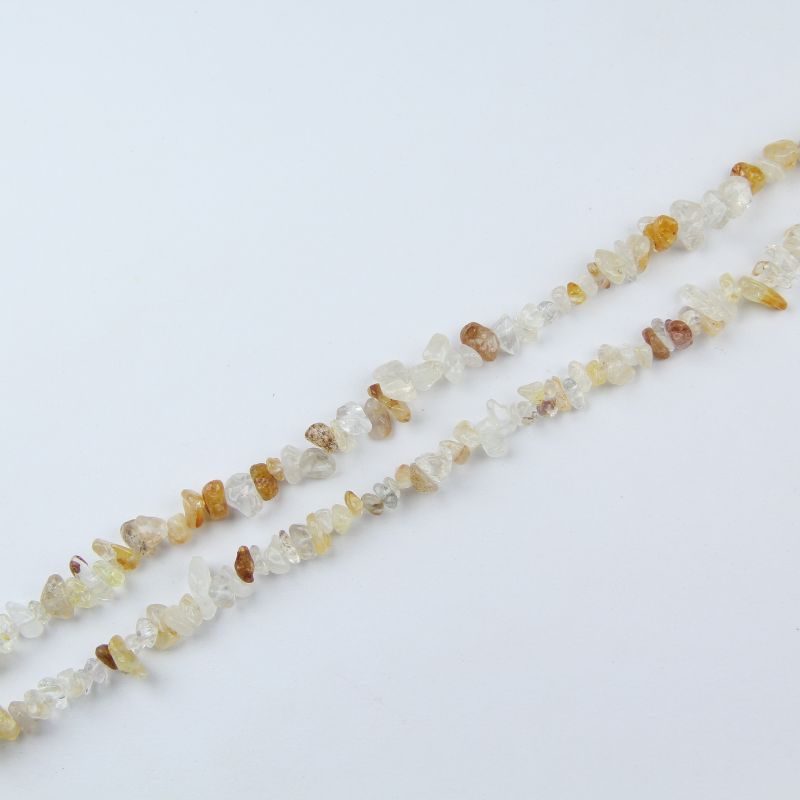 	yellow floral inclusion quartz irregular bead long necklace 31.5 inch flat lay on white background for yellow color variant
