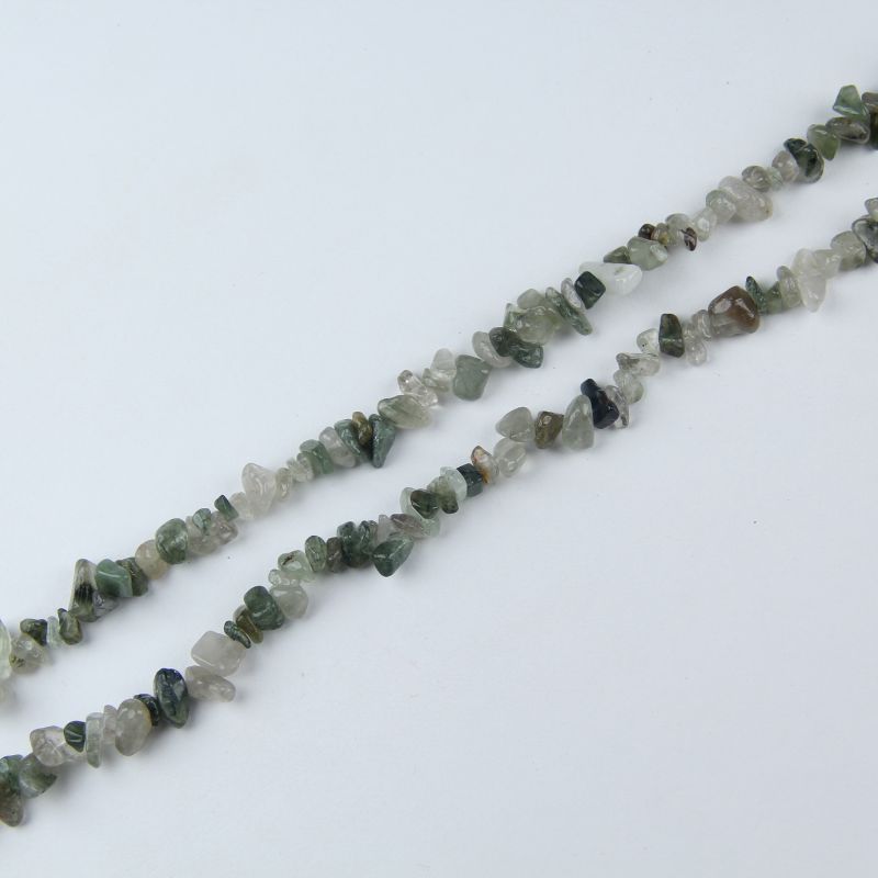 31.5" Irregular Rutilated Quartz Necklace (5-8mm) | Black, Gold, Green & Copper Hair Crystal
