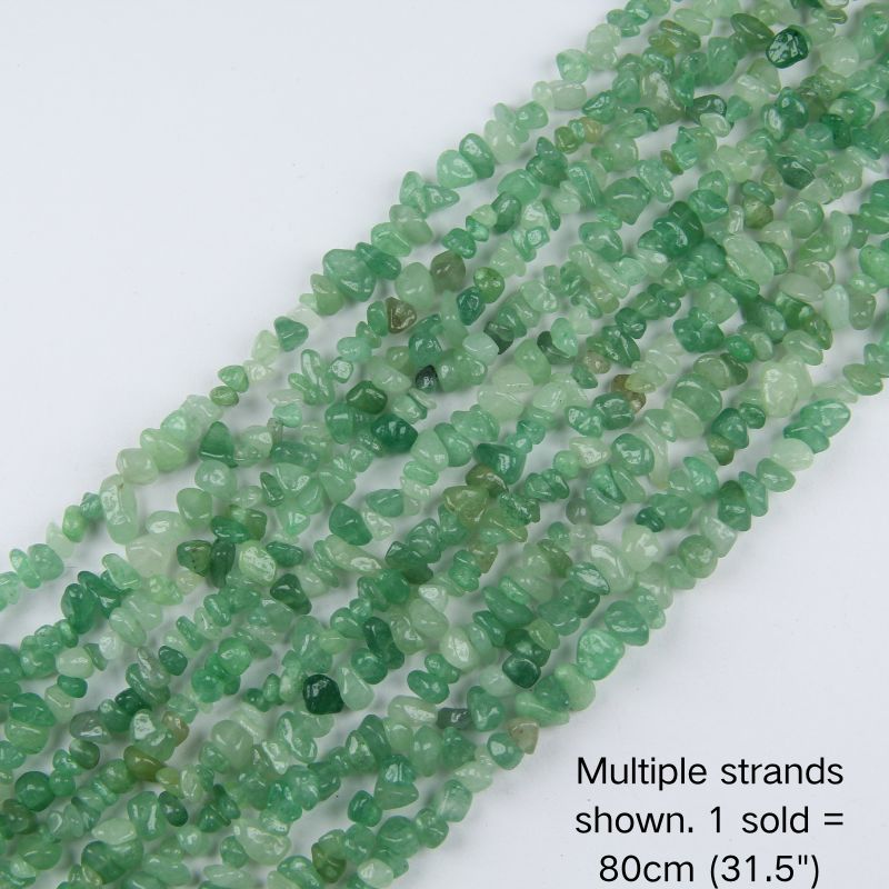 Multiple strands of Green Aventurine irregular chip beads (5-8mm) displayed as the cover image. Note: 1 strand sold per order.