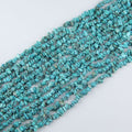 31.5 inch natural green turquoise bead strand with 5-8mm irregular round beads and dark matrix veining threaded on nylon cord
