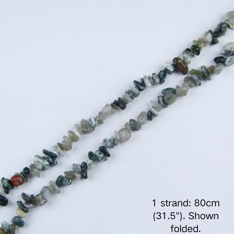 A single 80cm (31.5") strand of Indian Agate irregular chip beads, folded to display actual length and strong nylon cord. Perfect for jewelry making.