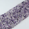 31.5 inch natural lilac crystal bead strand with 5-8mm irregular round beads threaded on nylon cord