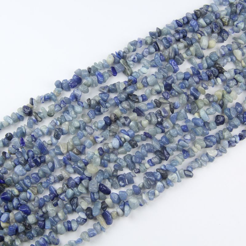 Natural Blue Aventurine Necklace 80cm Long Chain - Throat Chakra Stone for Calm & Communication