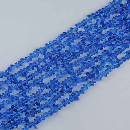 31.5 inch irregular blue glass round bead handcrafted craft supply