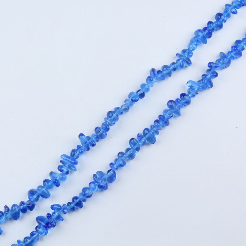 Artisan Hand-Pierced Irregular Glass Orb Necklace 31.5 Inch - Extra Long Organic Glass Bead Chain