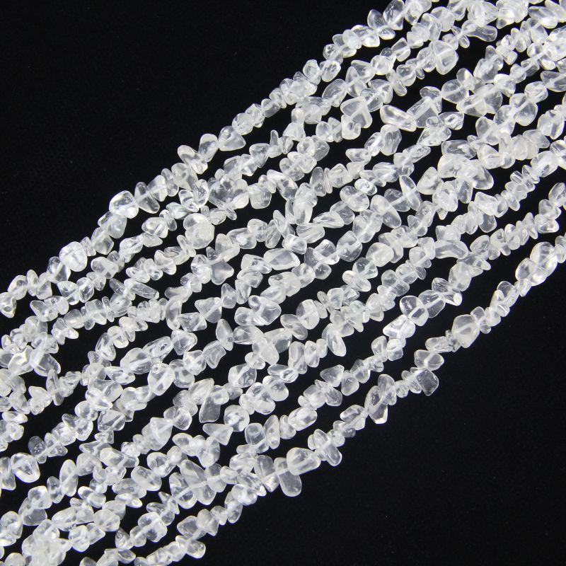 31.5 inch minimalist clear white irregular glass round beads