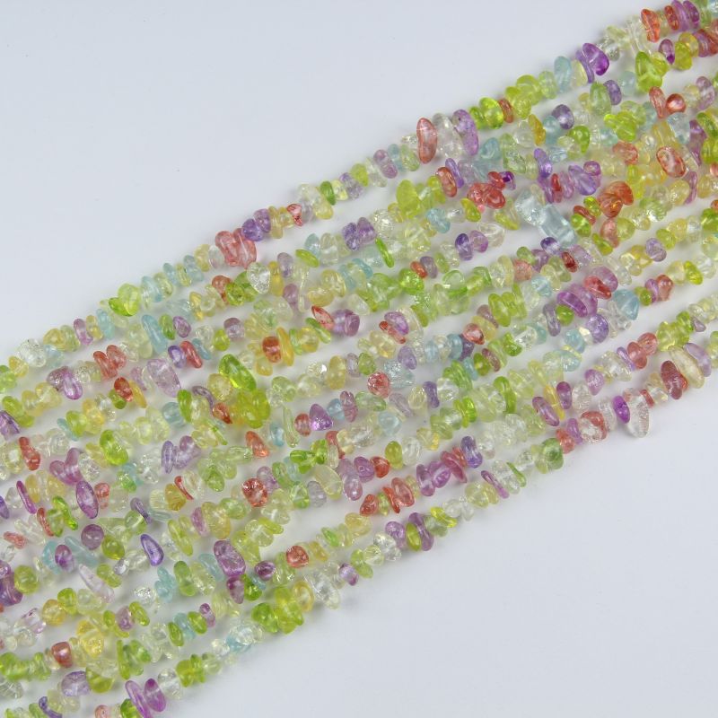 31.5 inch mixed color irregular glass round beads for jewelry making