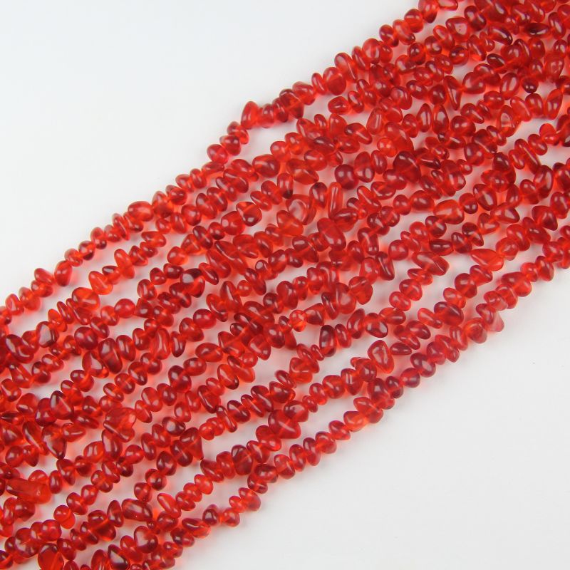 31.5 inch bold statement irregular red glass round beads