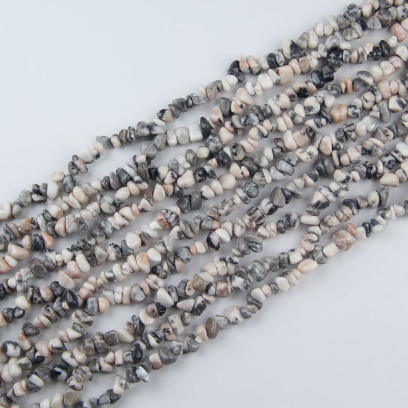 Natural Pink Zebra Jasper Chip Bead Strand 31.5" 5-8mm Irregular Stone for DIY Jewelry