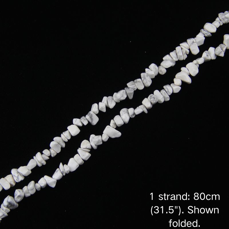 Single 80cm (31.5") natural white howlite chip bead strand in a folded arrangement for minimalist necklaces.