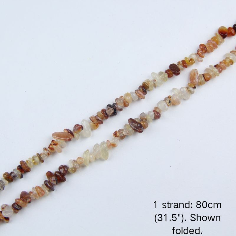 Natural Orange Agate Chip Beads Strand 80cm (31.5") - 5-8mm folded arrangement Pre-strung on Nylon Cord for Jewelry Making