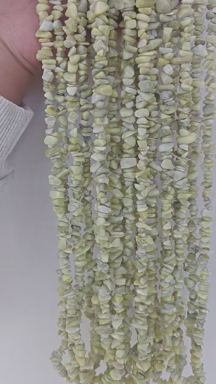 Irregular Lemon Jade Crushed Stone Long Chain