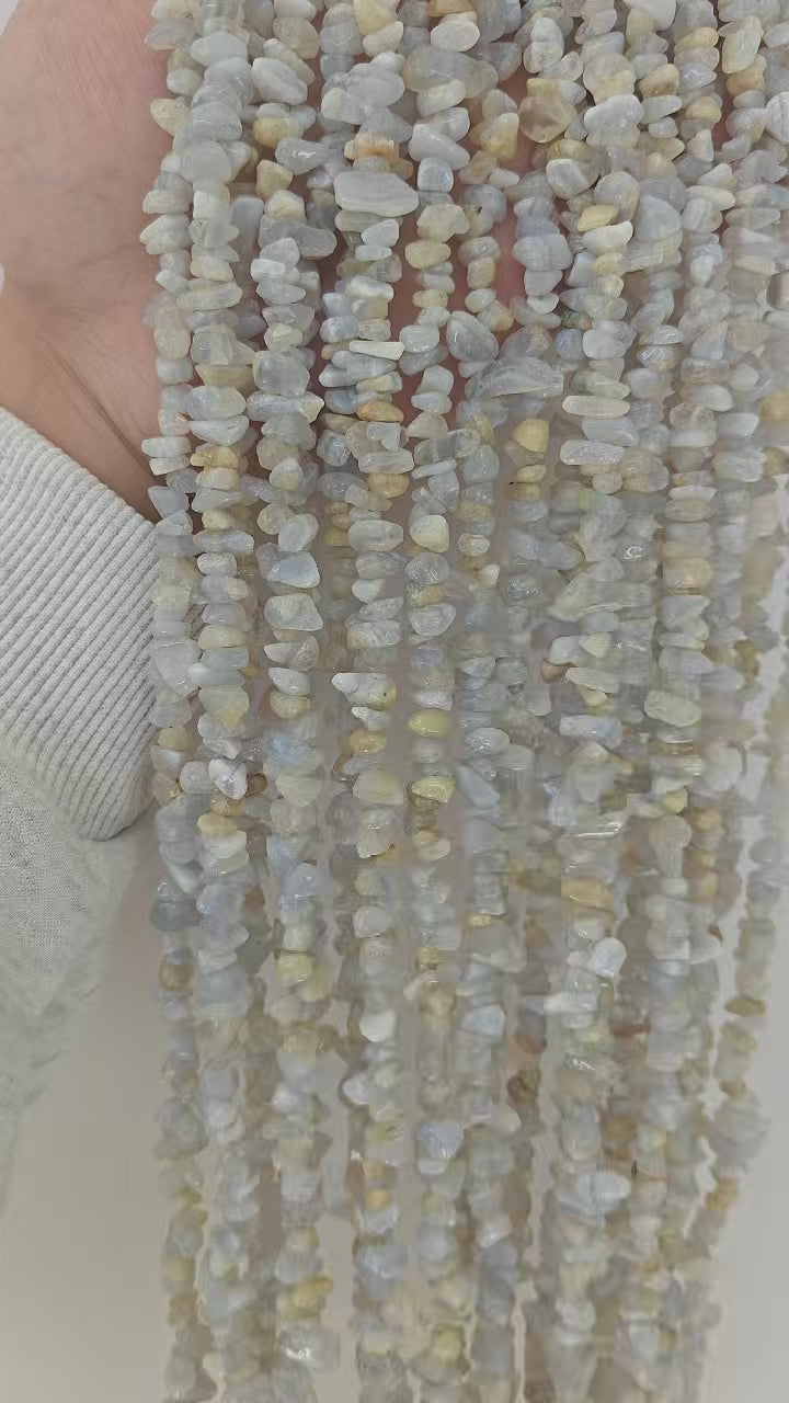 Blue chalcedony irregular long chain