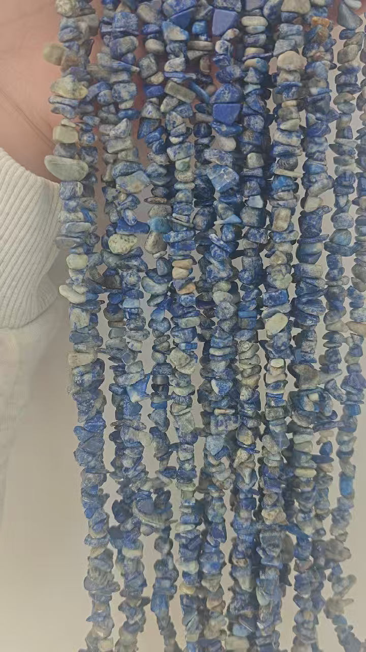 Irregular lapis lazuli gravel long chain