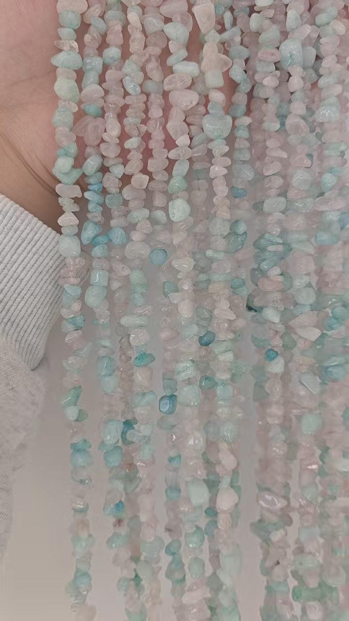 Irregular Pink Blue Sweat White Jade Long Chain