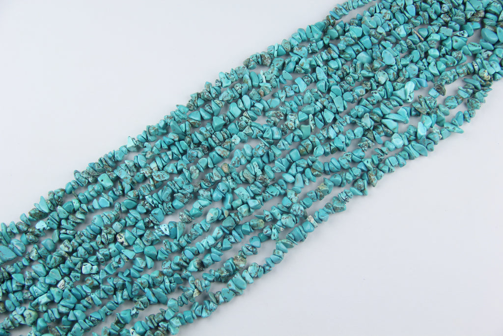 Green turquoise bead strand video thumbnail – 31.5 inch irregular round beads with earthy green color and matrix veining on nylon cord