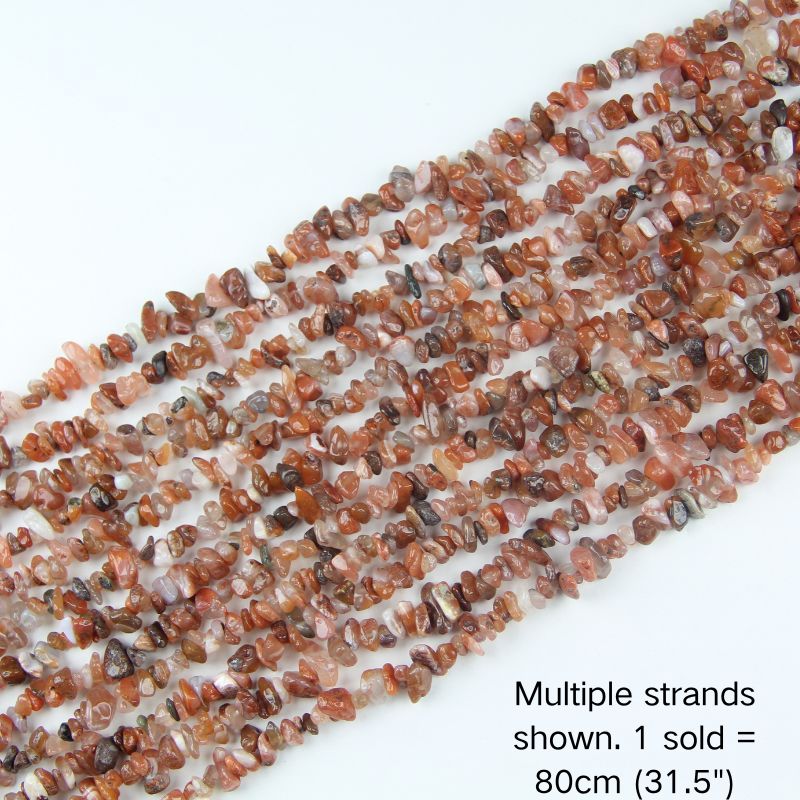 Multiple strands of Natural Red Agate chip beads, 5-8mm mixed 80cm (31.5") strand Pre-strung on Nylon Cord for DIY jewelry making.