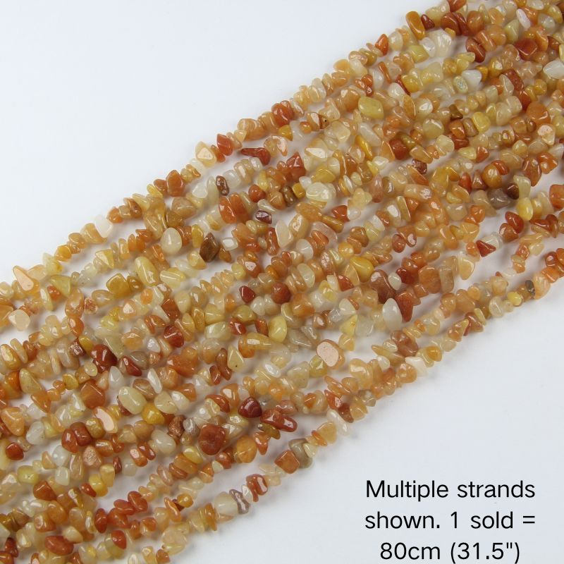 Multiple strands of Red Aventurine irregular chip beads (5-8mm) displayed as the cover image. Note: 1 strand sold per order.