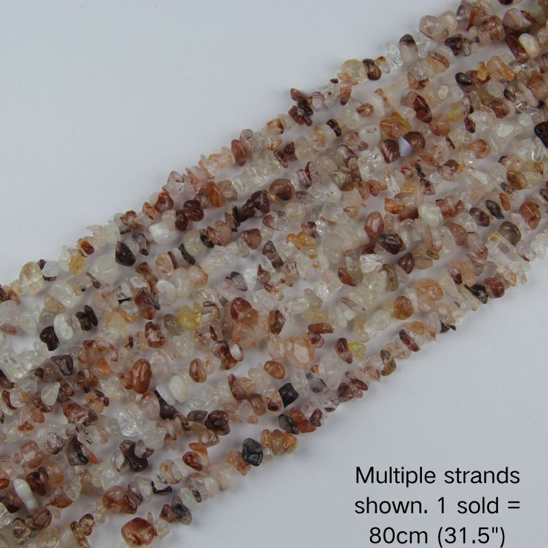 Red hematoid quartz chip beads, multi-strand display, 5-8mm, 80cm strand for layered bracelets.