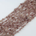31.5 inch natural red strawberry quartz bead strand with 5-8mm irregular round beads threaded on nylon cord